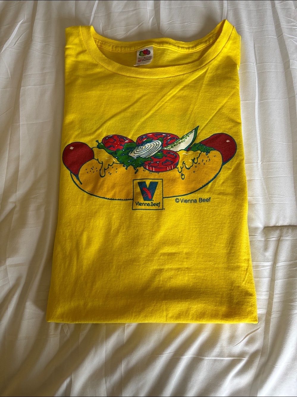 Vienna Hot Dog  + Cubs Yellow Adult XL Graphic Tee
